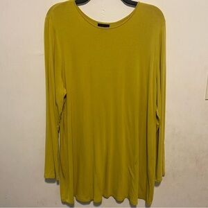 J.Jill Women’s Long Sleeved Tunic Blouse XL Tall Mustard Beachy Pleated Capsule